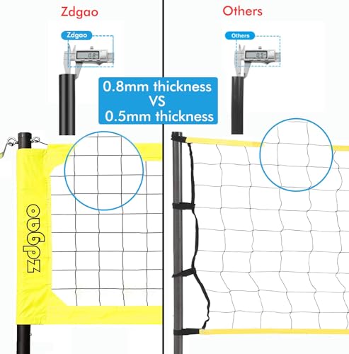 Volleyball Net Outdoor - Portable Volleyball Set for Backyard with Professional Volleyball Net, Wrap Yarn Volleyball and Pump, Boundary Line, Carry Bag