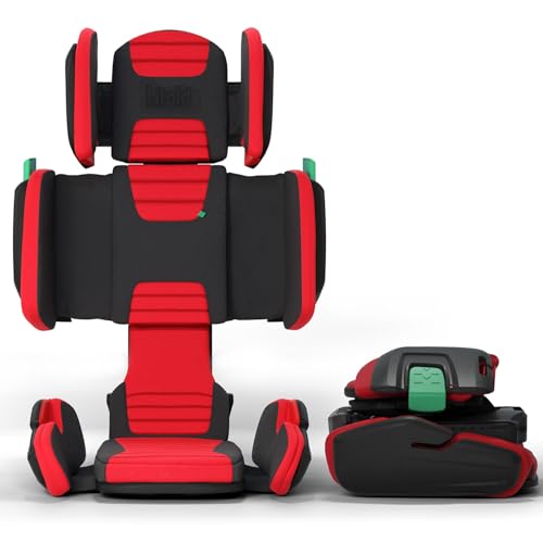 Mifold Hifold Adjustable Kids High Back Booster Car Seat with Strap – Racing Red
