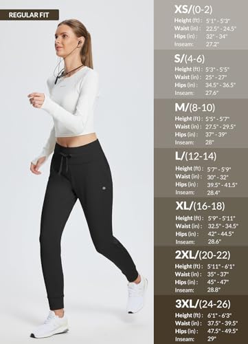 BALEAF Women's Hiking Pants Lightweight Quick Dry Fleece Lined Joggers Waterproof Athletic Pants Workout Lounge Outdoor Khaki XXXL