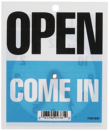 Headline Sign Double-Sided Open/Will Return Sign with Clock Hands, 5" x 6", Made in USA (9381)