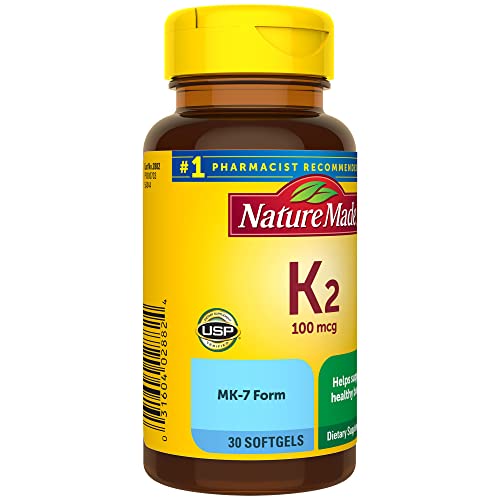 Nature Made Vitamin K2 100 mcg, Healthy Bone Supplements, 30 Softgels, 30 Day Supply