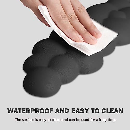 Lauspuck Cloud Keyboard Wrist Rest Pad Set,Enlarge PU Leather Memory Foam Wrist Cushion Support,Easy Typing Pain Relief,Mouse Wrist Rest Pad,Non-Slip Wrist Support for Home, Office,Black