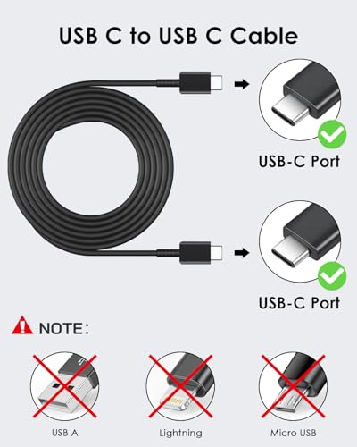 2 Pack USB C Charger, 25W Type C Charger Fast Charging with USB C to C Charger Cable 6FT Android Phone Charger for Galaxy S24 Ultra/S23+/S22/S21/S20/Phone 15/15 Plus/15 Pro Max