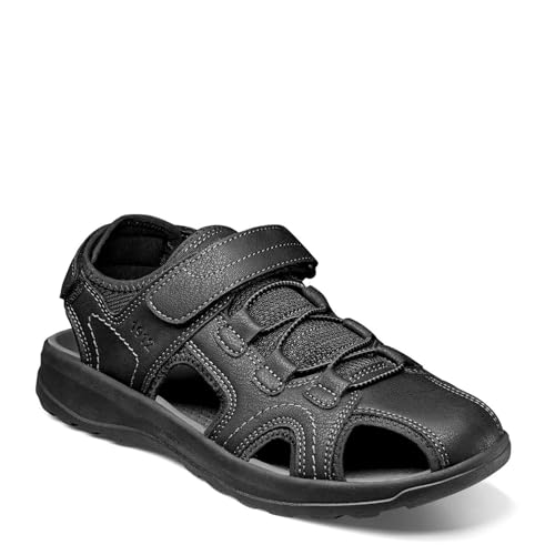 Nunn Bush Men's Huck Sport Closed Toe Fisherman Sandal for Walking, Beach and Outdoor, Charcoal, 12 Wide