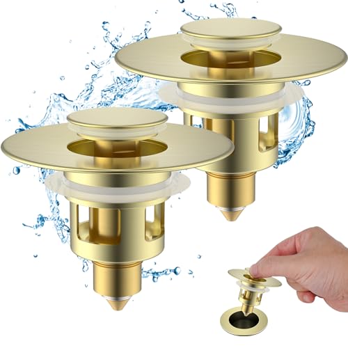 Hibbent All Metal Universal Bathroom Sink Stopper for 1.1''~2.3'' Basin, Pop Up Sink Drain Strainer, Brass Bullet Core Push Type Stopper, Stainless Steel Anti Clogging Drain Filter, Oil-Rubbed Bronze