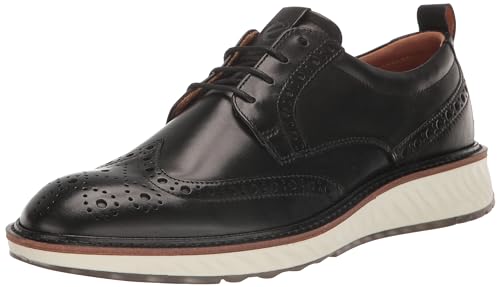 ECCO Men's ST. 1 Hybrid Brogue Oxford, Black/White, 5-5.5