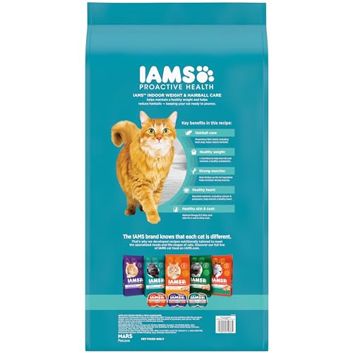 IAMS Proactive Health Indoor Weight Control & Hairball Care Adult Dry Cat Food with Chicken & Turkey, 22 lb. Bag