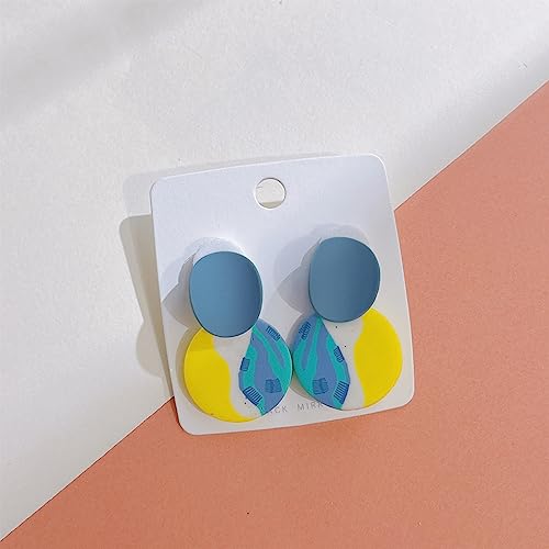 Polymer Clay Earrings for Women Colorful Dangle Stud Earrings Big Multicolor Geometric Earings Hypoallergenic Round Dangle Earrings for Womens (Green-1)