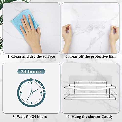 EAGMAK 2 Pack Transparent Shower Caddy Adhesive for Replacement, No Drilling , Soap Holder, Bathroom Storage Shelves and Kitchen Racks