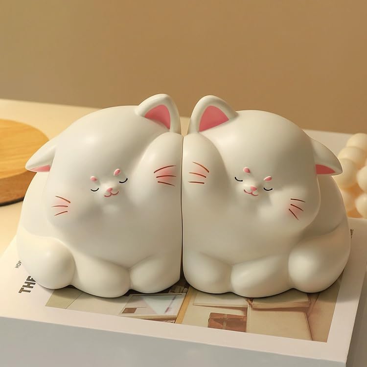 ifreeside Cute Cat Decorative Bookends 2PCS Creative Resin Stoppers Shelf Bookend for Home Office Desk Bookshelf Decoration (Cat)