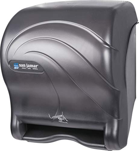 San Jamar Oceans Paper Towel Dispenser, Smart Essence Automatic Batter Operated Roll Towel Dispenser for Bathroom, Kitchens, and Restaurants, Plastic, 10 X 14.75 X 12.50 Inches, Black Pearl
