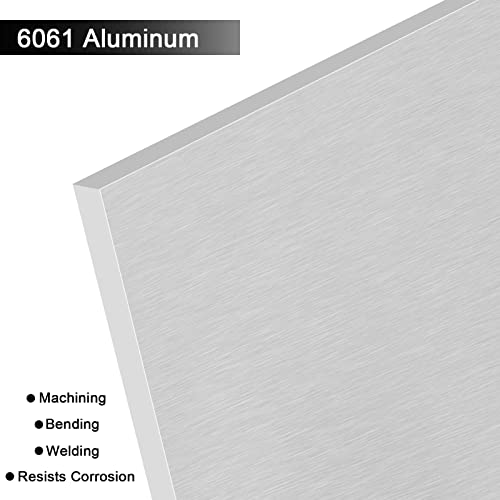 6061 T651 Aluminum Sheet Metal 8" x 12" x 1/2"(12.7MM) Flat Plain Thick Aluminum Plate Covered with Protective Film, 1/2Inch Thick Heat Treatable Rectangle Aluminum Metal Plate for lndustry, DIY