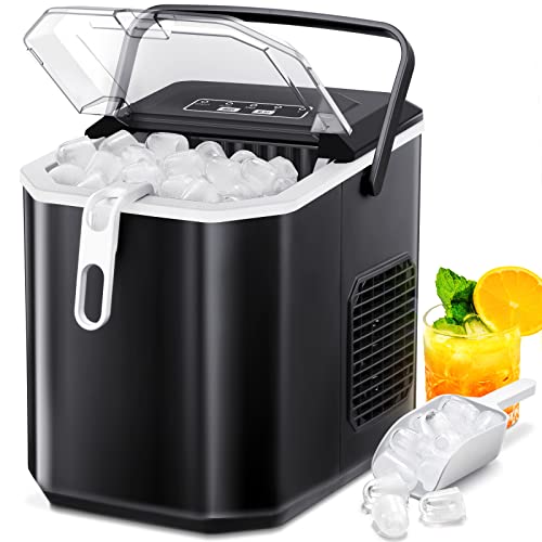 Xbeauty Ice Makers Countertop,Protable Ice Maker Machine with Self-Cleaning, 26Lbs/24H,9 Ice Cubes/8 Mins, Ice Scoop, and Basket for Home/Kitchen/Office/Party-White