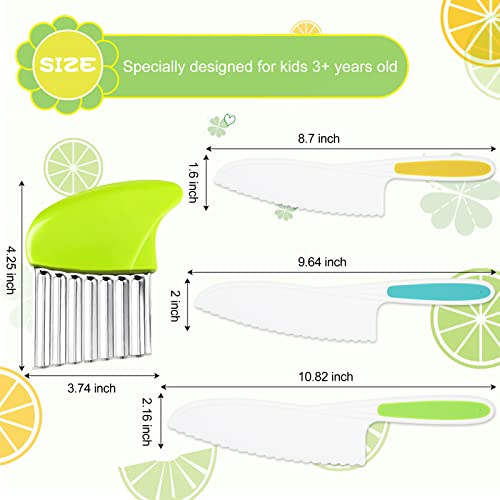 Suhctuptx Kids Kitchen Knives, Nylon Toddler Knife Set with Crinkle Cutter, Kid Safe Knife for Real Cooking, Toddlers Friendly Knifes for Kitchen Cooking & Cutting Bread Vegetable Fruit Cake