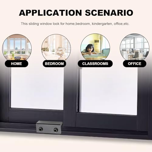 6 Sets of Window Locks Sliding Window Locks with Key for Vertical and Horizontal Sliding Windows and Doors Adjustable Window Security Locks for Children Home Bedroom and Office (Black)