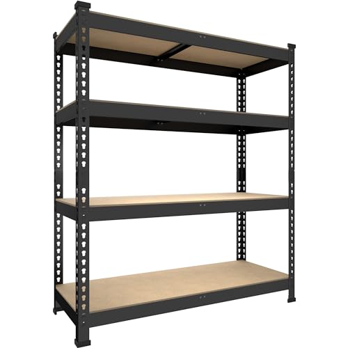 PrimeZone 4 Tier 36" W x 16" D x 55" H Storage Shelves - Adjustable Garage Storage Shelving, Heavy Duty Metal Storage Utility Rack Shelf Unit for Warehouse Pantry Closet Kitchen, Black