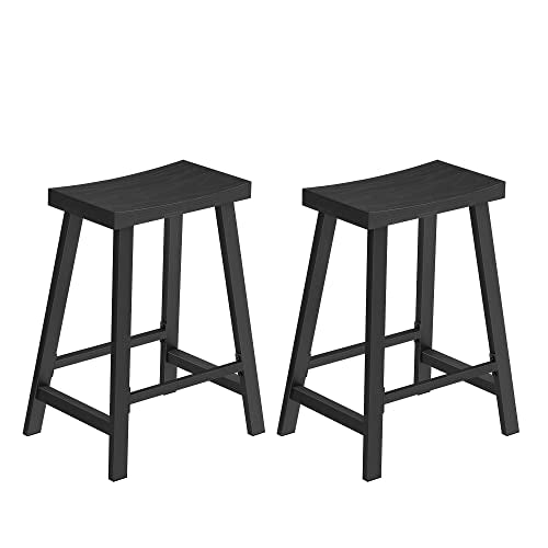 VASAGLE Bar Stools, Set of 2 Bar Chairs, Kitchen Breakfast Bar Stools with Footrest, 23.6 Inches High, Industrial in Living Room, Party Room, Rustic Brown and Black ULBC074B01