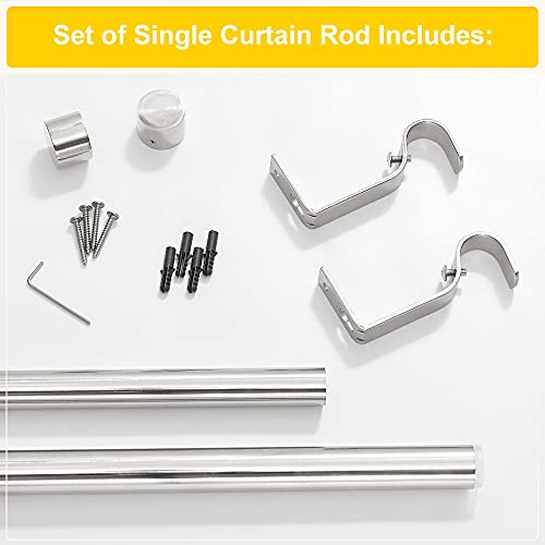 NICETOWN 1 inch Diameter Drapery Window Curtain Rod Set for Valances Tiers Short Curtains, End Cap/Cylinder Finials Style Window Curtain Rod, Adjustable Length from 28 to 48-Inch, Brushed Nickel