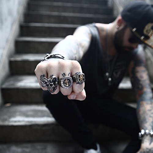 ZMY Home Mens Fashion Jewelry 316L Stainless Steel Rings for Men Punk Silver Demon Skull Ring (15)