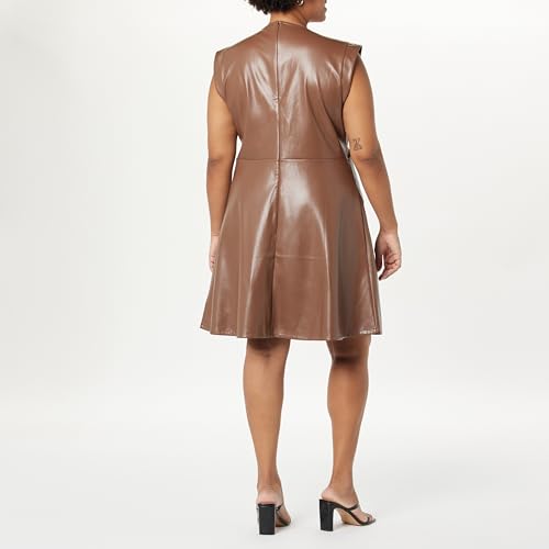 The Drop Women's Magdalena Vegan Leather Cut-Out Mini Dress, Black, 5X, Plus Size