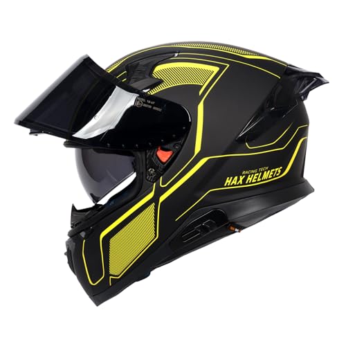 HAX Full Face Motorcycle DOT Approved Helmet with Dual Rear Wing and Pinlock Ready - Lightweight and Durable Motorbike Street Bike Helmet for Adults (Scorpion,XL)