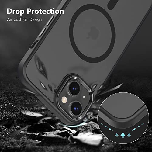 MATEPROX Magnetic Case for iPhone 13 Case/iPhone 14 Case, Compatible with MagSafe, Non-Slip Translucent Matte Shockproof Bumper Protective Case Cover for iPhone 13/iPhone 14 6.1''-Black