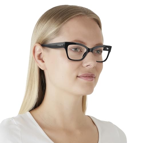 Vogue Eyewear Women's VO5523 Cat Eye Prescription Eyewear Frames, Black/Demo Lens, 52 mm