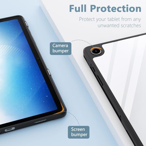 E NET-CASE Case for Samsung Galaxy Tab A9+/A9 Plus 11 inch 2023 Clear Transparent Back Shell Cover for Samsung Galaxy Tab A9 Plus Tablet [SM-X210/X216/X218], Auto Wake/Sleep (Black)