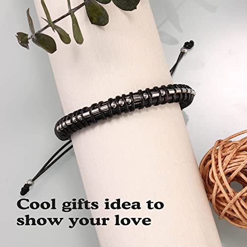 Btysun Morse Code Bracelets for Men I Can I Will Inspirational Gifts for Him Her Braided Leather Handmade Motivational Jewelry