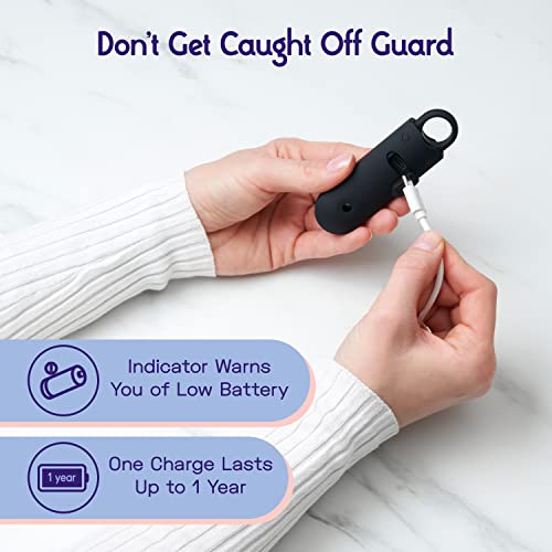 Vantamo Personal Alarm for Women - Extra Loud Double Speakers, First with Low Battery Notice with Strobe Light, Rechargeable - Safety Alarm Keychain (Clover)