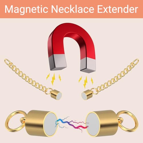 OHINGLT Necklace Extender Magnetic Necklace Clasps and Closures,Adjustable Necklace Extenders Gold and Silver Chain Extension for Necklaces Magnetic Clasps