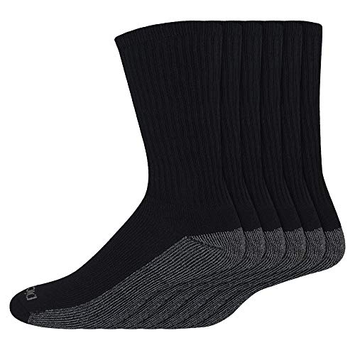 Genuine-Dickies Men's Dri-Tech Performance Crew Work Sock 6-Pair-Pack (Black) (Shoe Size: 6-12)