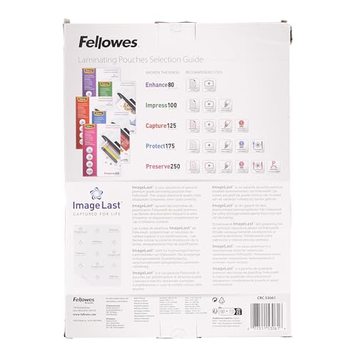 Fellowes ImageLast A4 80 Micron Laminating Pouch - (Pack of 25), Transparent