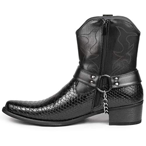 Metrocharm Diego-01 Men's Belt Buckle Chain Strap Western Cowboy Boots (13, Brown)