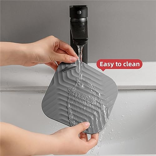MAOYONG Shower Drain Cover Tub Stopper - Square Silicone Floor Drain Cover for Bathroom, Bathtub Stopper Drain Plug Cover, Kitchen Sink Drain Stopper 5.9 Inch Blackish Green 1PCS