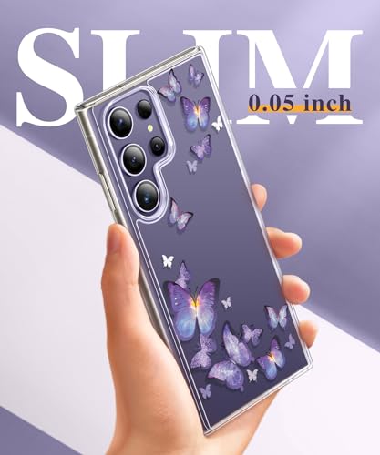 GVIEWIN for Samsung Galaxy S24 Ultra Case with Screen Protector+Camera Protector, [MIL-Grade Drop Protection] Pattern Design Slim Sturdy Shockproof Cell Phone Cover for Women (Peach Blossom/Yellow)