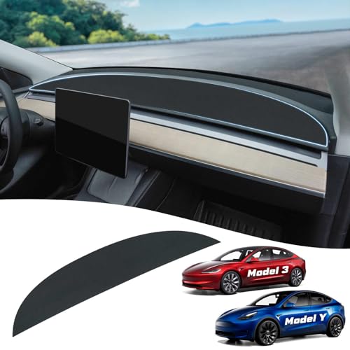 2024 Newest Tesla Model 3/Y Anti-Slip Rubber Dashboard Cover/Mat - Leather Surface 3D Integrated, Dustproof, Non Velcro, Anti-Glare - Compatible with Tesla Model 2017-2024 (Not Refreshed Model 3)