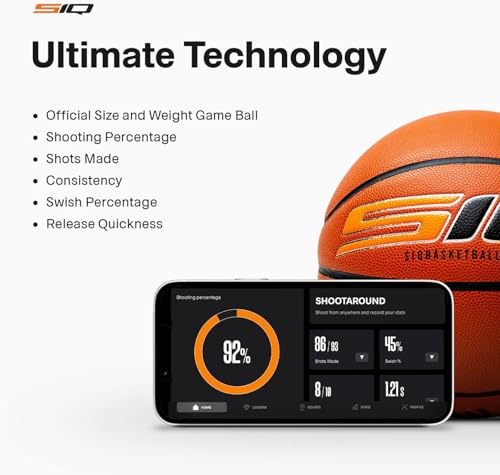 SiQ Smart Basketball, App, and Sensor | Shoot Better Now – Proven Results. Kids to Pro | Next-Gen AI Shot Analyzer, Realtime Shooting Coaching, Pro Leather Ball