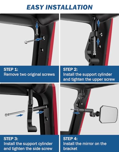 JOYTUTUS Wrangler Mirrors Doors Off Compatible with Wrangler JK & Unlimited 2007-2018, Wrangler JK Side Mirrors with Doors Off Wider View No Vibrate & Wobble (NOT FIT Wrangler JL), Patent Pending