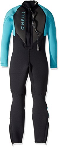 O'NEILL Unisex Child Youth Reactor-2 3/2mm Back Zip Full Wetsuits, Black/Aqua, 8 US