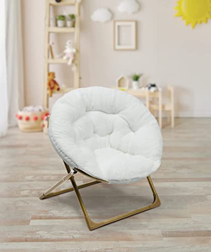 Milliard Mini Cozy Chair for Kids, Sensory Faux Fur Folding Saucer Chair for Toddlers, Black