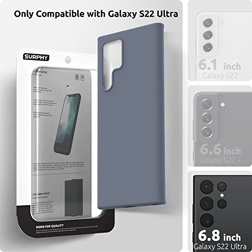 SURPHY Silicone Case for Galaxy S22 Ultra Case (6.8 inch 2022), Liquid Silicone Phone Case with Microfiber Lining for Samsung S22 Ultra (Lavender Gray)