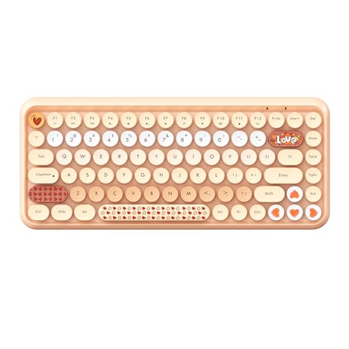 Wireless Bluetooth Computer Typewriter Keyboard Portable with Cute Colored ABS Retro Round Keycaps Ergonomic 84 Key Layout FN Function for PC Win Mac Typist Tablet Android Phone(Gradient Orange)