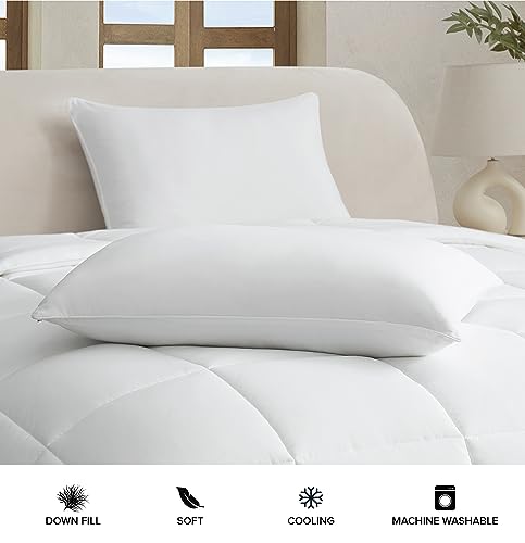 UGG 32238 Aimee Standard Basic Cooling Technology Bed Pillow and Sham Cover for Twin Full Queen Size Hypoallergenic Down Alternative Machine Washable Bedding Pillows, Standard, White, 20X28 inch