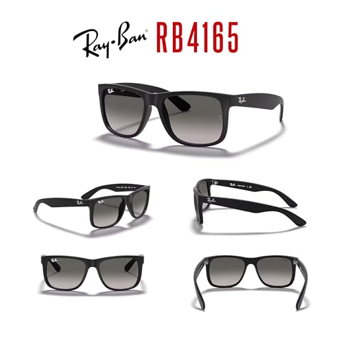 Ray-Ban RB4165 JUSTIN 601/8G 51M Rubber Black/Grey Gradient Sunglasses For Men+ BUNDLE with Designer iWear Care Kit