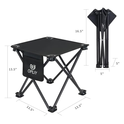 Opliy Camping Stool 2 Pack,13.5 Inch Portable Folding Stool for Outdoor Gardening and Beach Hiking Fishing,Foot Stool with Carry Bag (Black)
