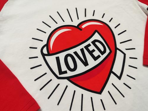 Toddler Boys T-Shirt Valentine's Day Shirt Loved Heart Tops Kids Long Sleeve Raglan Baby Tees 2T