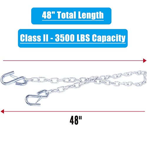 Tnyeobae 48" Trailer Safety Chain with 1/4" Spring Hook,Grade-30 Metal Safety Chain Kit 3500 lbs (pack of 2)