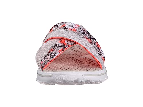 Skechers Performance Womens Go Walk Fiji Flip Flop,Natural Coral Flower,8 M US