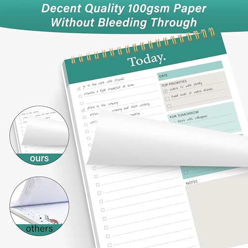 To Do List Notepad - To Do List Notebook for Work with 52 Sheets, 6.5" x 9.8" Checklist Productivity Organizer with Hourly Schedule for Task Management-Azure